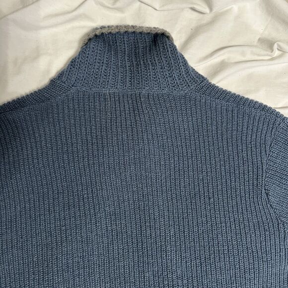 Vintage Wool Sweater Towne and King California Mens L V Neck Shawl Collar Blue - Picture 7 of 15